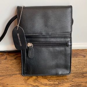 NEW black leather crossbody bag